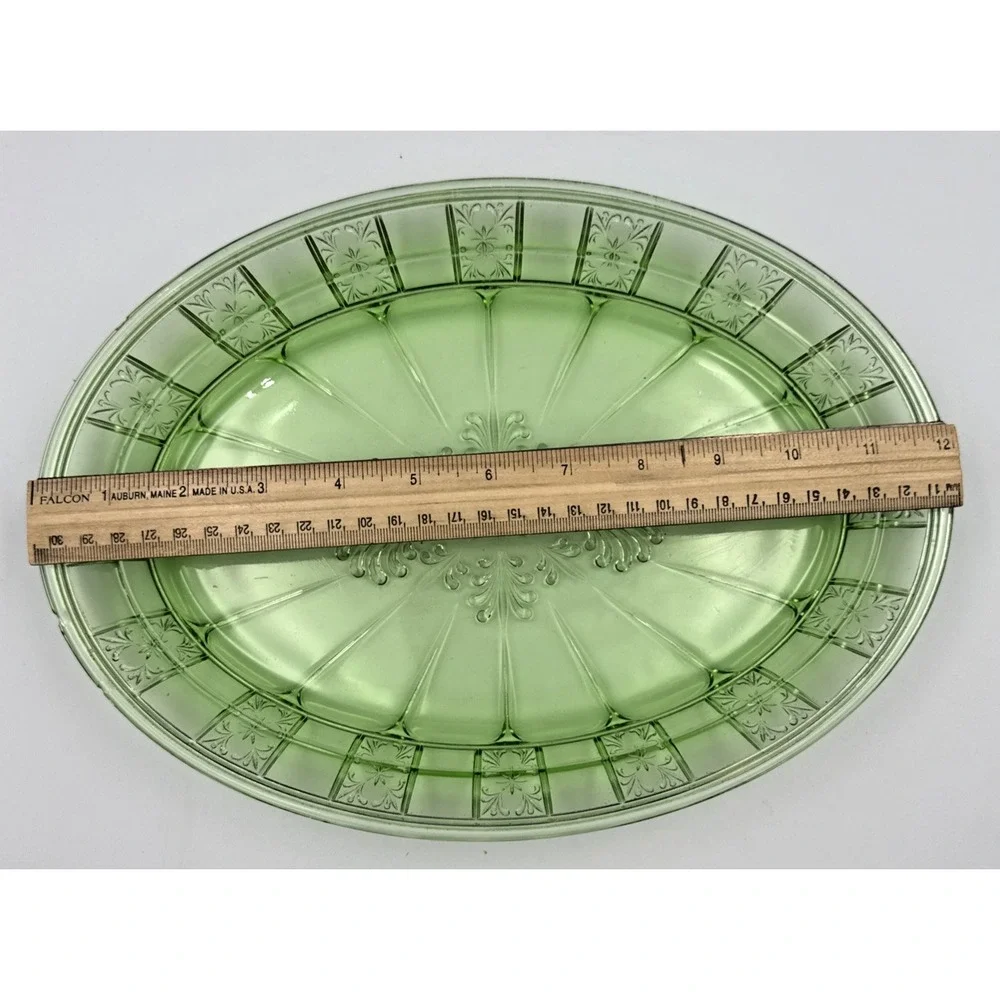 Jeanette Doric Green Depression Uranium Glass 12